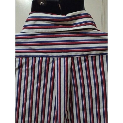 Herren Ralph Lauren 17 (XL) Classic Fit Vertikal Gestreiftes Hemd Rot Weiß Blau - Bild 9 von 10