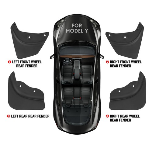 For Model 3 2017-2024 Splash Guard Mud Flaps Guards Front & Rear 4PCS - Picture 10 of 10
