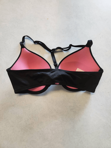 Victoria's Secret PINK size 32C Strappy T Back Black Wear Everywhere Push Up Bra - Picture 2 of 4