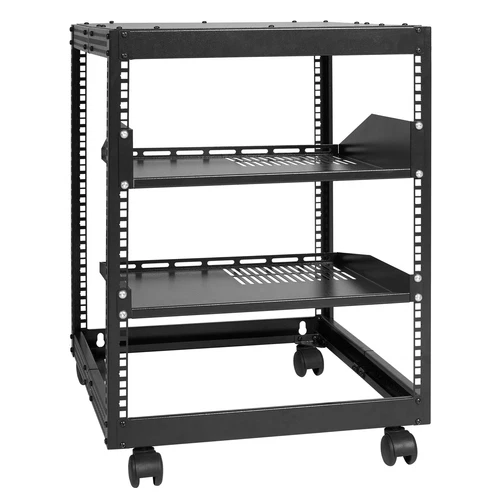 VEVOR Étagère serveur 12U à 4 poteaux et à cadre ouvert 58,5-101,6 cm ajustable