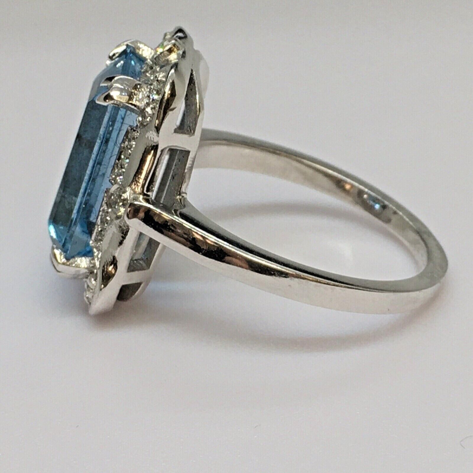 Santa Maria Color Earth Mined 3.75 ct Aquamarine & Diamond 14k White gold ring - Picture 2 of 6