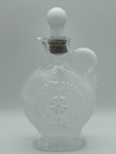 Vintage Jim Beam weiß opalisierend Glas Whisky Schnaps Dekanter mit Korken Stopfen Ch3 - Bild 1 von 7