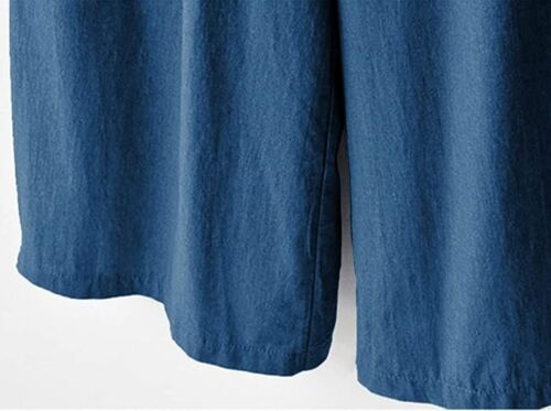 Women Elastic Waist Wide Leg Capris Cropped Denim Pants Jeans Palazzo Culottes - Picture 4 of 17
