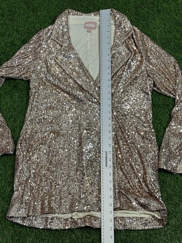 Show Me Your Mumu Bezel Blazer Dress Womens Small Mini Party Rose Gold Sequins - Picture 17 of 21