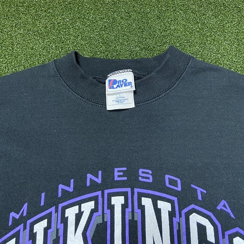 VINTAGE Minnesota Vikings Sweatshirt Mens L Black Graphic Football - Pro Player - Bild 4 von 4