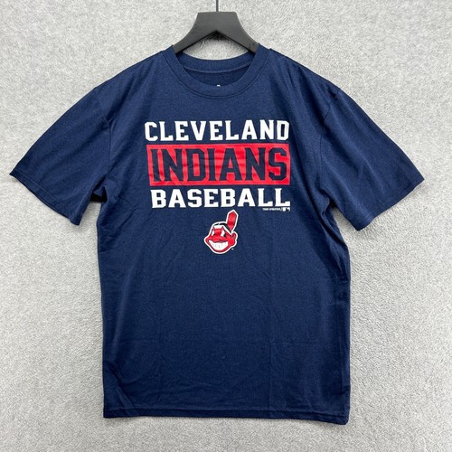 Cleveland Indians Shirt Boys XL Blue Long Sleeve Performance Graphic Baseball