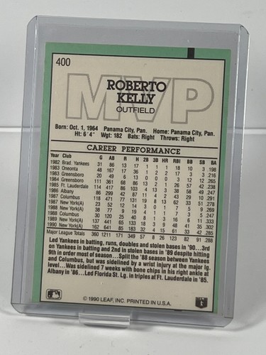 SIGNED 1991 Donruss - 2 White Stripes on Right Border #400 Roberto Kelly AUTOGRA - Picture 2 of 2