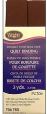 Wrights ~(PC706-0765) - Double Fold Bias Tape, Quilt Binding - Mocha, 3 yd
