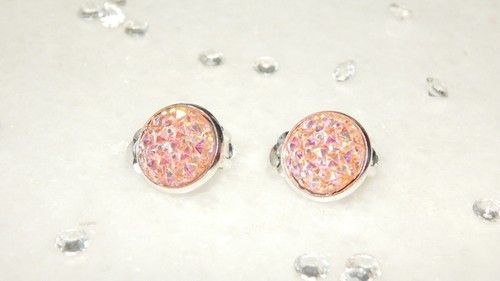 SILVER PLATED CLIP ON CUP EARRINGS WITH 12MM SPARKLY RESIN STONES. UNISEX. PARTY - Picture 2 of 9