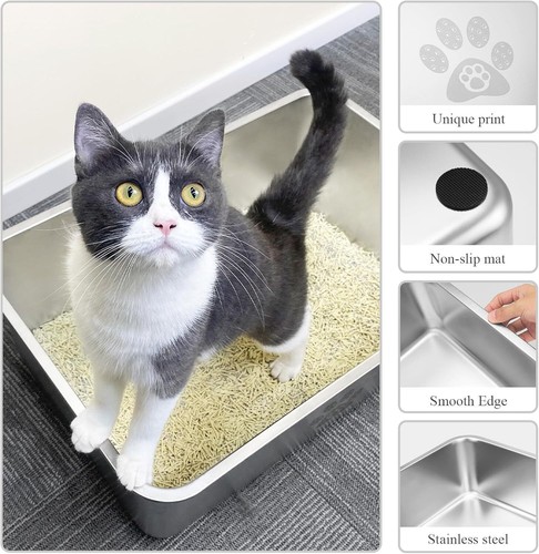 Side Cats Toilet Metal Kitten Litter Pan, Pet Cleaning Tool for Big and Smal - Picture 4 of 9
