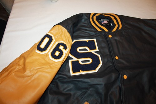Vintage STEWART & STRAUSS Letterman’s VARSITY SCHWARZ UND GELB XXL - Bild 3 von 4