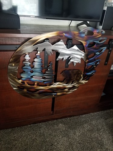 Metal wall art bear paw scene hallway garage shed patio fence cabin decor bears - Picture 4 of 7