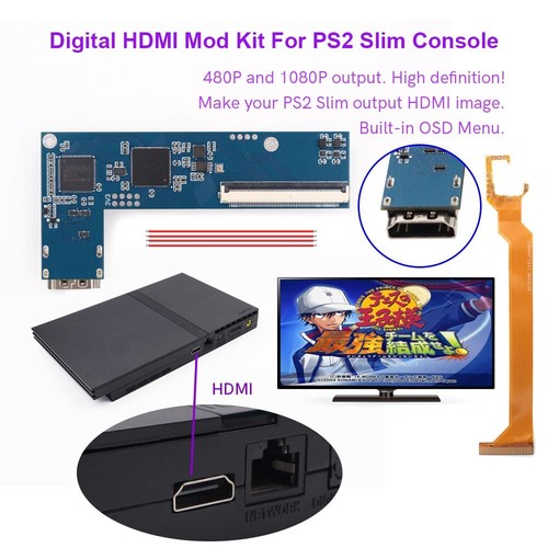 PS2 Slim Digital HDMI Kit Digital a Digital HDMI Mod Kit Para PS2 Slim Consola - Imagen 5 de 41