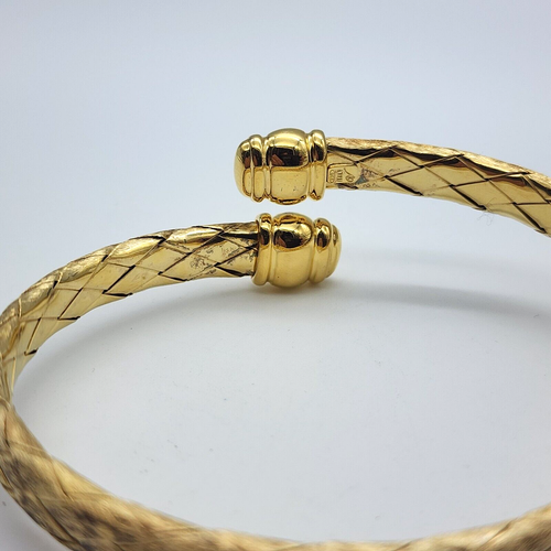 Veronese Italy Woven Braid - Gold Over Sterling Silver 925: Bangle Bracelet - 8" - Picture 7 of 17