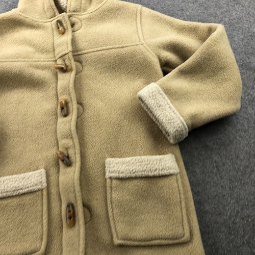L.L. Bean Jacket Girls Small Beige Sherpa Fleece Hooded Full Zip Toggle - Picture 5 of 11