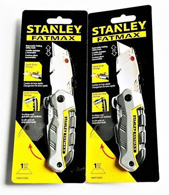 #ad 2 STANLEY FATMAX FOLDING RETRACTABLE UTILITY KNIFE KNIVES RAZOR BLADE FMHT10283 $24.99