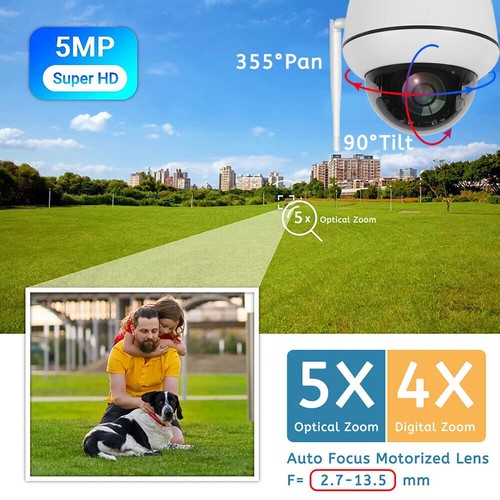 Cámara domo inalámbrica de 5 MP PTZ 5X zoom óptico seguimiento humanoide conversación bidireccional IP66 - Imagen 7 de 21