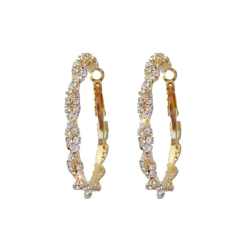 Pendientes de aro grandes para mujer alrededor de pendientes de cristal joyas de oro plata 925 - Imagen 10 de 20