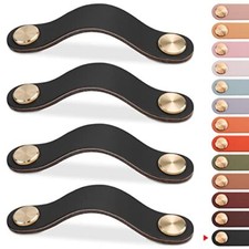 4 Pack Leather Drawer Pulls Black Cabinet Handles 5 inch Dresser Knobs Cabine...