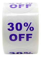 45 Rolls of "30% OFF" Discount Labels (500 labels/roll, 1.5" diameter) BPA Free!