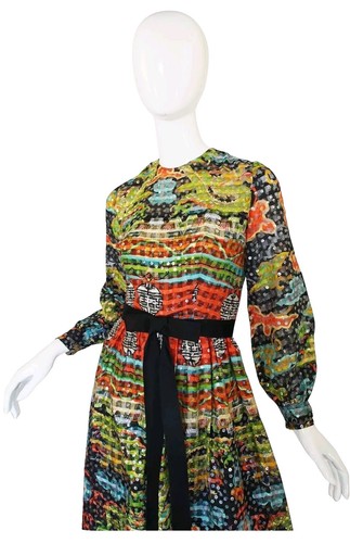 Vintage 1960s Sequin on Silk Kiki Hart East Meets West Dragon Dress Gown S - 第 2/13 張圖片