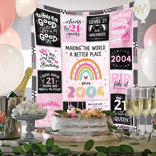 21st Birthday Blanket for Her 60"X50" Gift for Women Daughter 21 Year Old - Picture 2 of 8