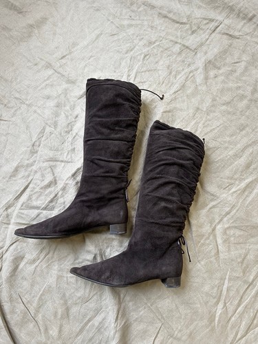 Gucci Vintage Suede Knee Suede Brown Boots Size 37 C US 6.5 - Picture 2 of 7