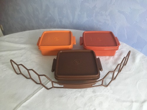 3er Set Tupperware Lunchboxen, A49 Snack Set m. Tragegriff, orange, terra, braun - Bild 4 von 8