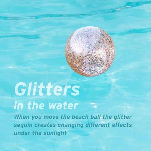 Juguetes de pelota de natación transparentes lentejuelas inflables redondas dentro de bola de playa de PVC - Imagen 4 de 11