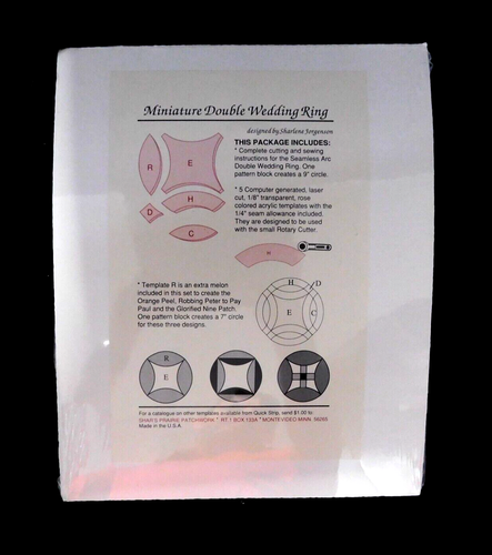 Plantilla de acolchado de anillo de boda doble miniatura de tira rápida círculo de 11" - Imagen 2 de 6