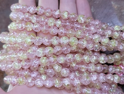 Pink Crackle Uranium Glass Beads 8mm Czech 10pcs - Picture 3 of 7