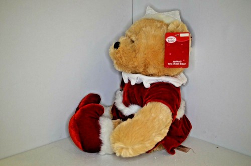 Christmas Stuffed PLUSH Tan BEAR Hat COLLECT 16" SOFT Santa Toy CHEST Red OUTFIT - Picture 6 of 7