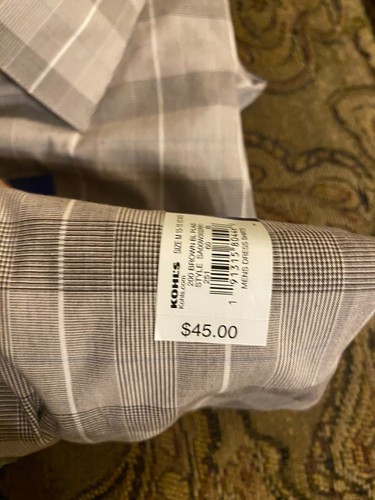 Apt. 9 Premier Flex Reg Fit Dress Shirt Men's 15.5 34/35 Long Sleeve Brown Plaid - Picture 5 of 6
