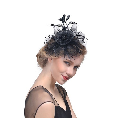Flower Hair Clip Small Mini Top Hat Fascinator Royal Ascot Race Feathers Wedding - Picture 5 of 32