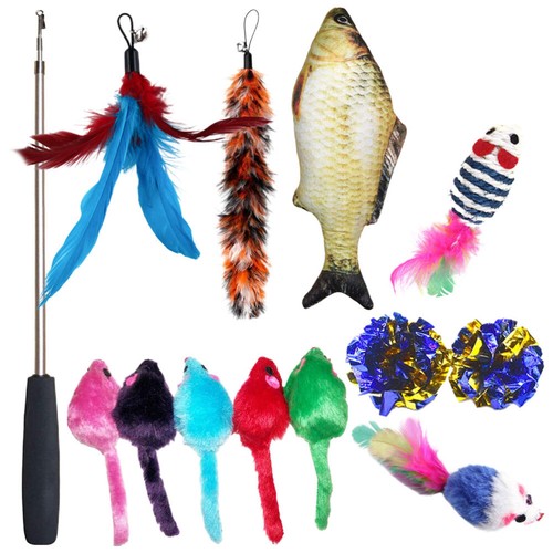 15 Pcs Funny Cat Toy Teaser Stick Kitten Toys for Indoor Kittens - Picture 5 of 12