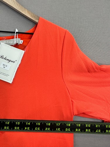 Belongsci Womens Orange Shift Dress Short Sleeve Scoop Neck NWT Size M " - Picture 8 of 13