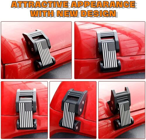 Black Aluminum Hood Locking Latch Catch Kit For Jeep Wrangler JK JKU 2007-2018 - Picture 6 of 10