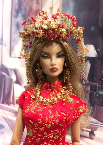 Oriental Headress Necklace Set 12” Fashion Integrity Doll Barbie Crown -No Doll - Picture 3 of 9