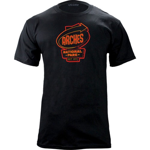 Retro Arches National Park Neon Sign T-Shirt - Picture 3 of 6