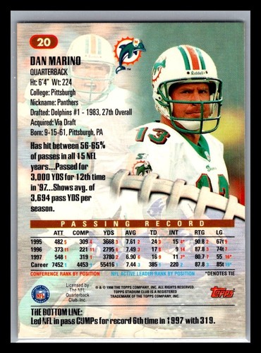 1998 Topps Stadium Club Football # 1 - 195 - Pick Your Card! - Picture 40 of 388