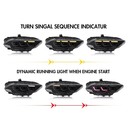 Pair RGB LED Headlights For Ford Mustang 2018-2023 Head Front Lamps Assembly - Picture 4 of 10