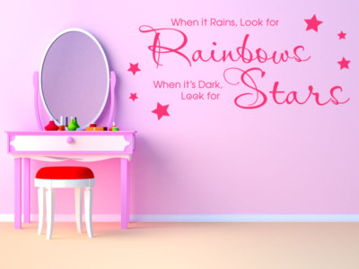 When It Rains Look For Rainbows Vinyl Aufkleber Wandkunst, Aufkleber, Zitat, Aufkleber, Tra