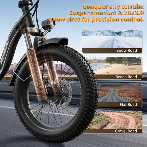 Folding Electric Bike 20" x 3.0 Fat Tire 48V E-Bicycle for Adult Commuter E bike - Picture 11 of 19
