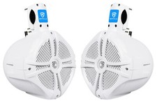 Pair Rockville RWB80W 8" White 2 Way 600 Watt Marine Wakeboard Tower Speakers