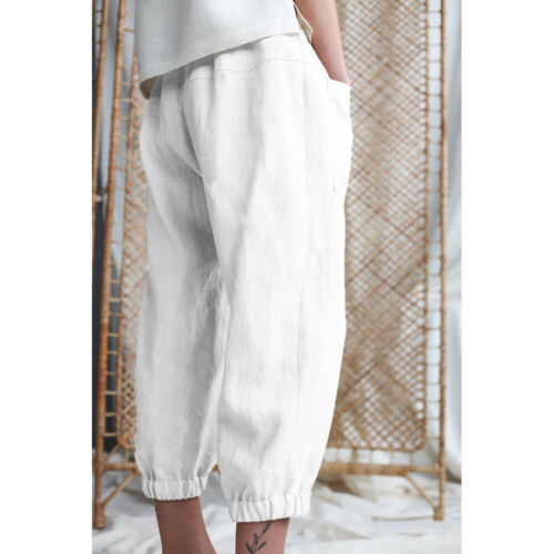 Women Pants Cotton Linen Trousers Casual Loose Joggers Beach Pants Summer - Picture 4 of 17