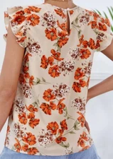 SHEIN LUNE Butterfly Sleeve Hollow Out Floral Blouse Size Medium