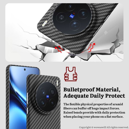 100% Ultra Slim Genuine Aramid Fiber Case Cover for VIVO Bulletproof Material - Picture 6 of 23