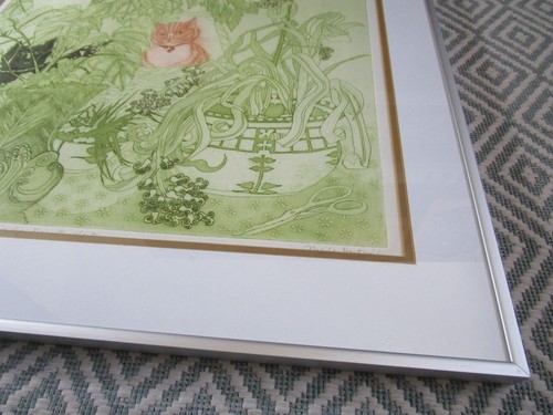 Lovely Large Vintage Framed Sheila Horton Signed Limited Ed Cat Etching Print - Picture 9 of 13