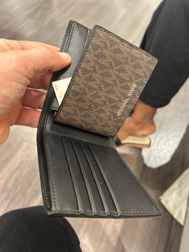 Michael Kors Men Cooper Billfold with Passcase Wallet Brown Bifold MK Signature - Picture 4 of 18
