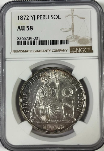 1872 YJ Peru Sol NGC AU 58